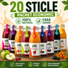 RURAL Mix 20 Sticle – Sucuri 100% Naturale din Fructe, Fără Zahăr, Pachet Economic